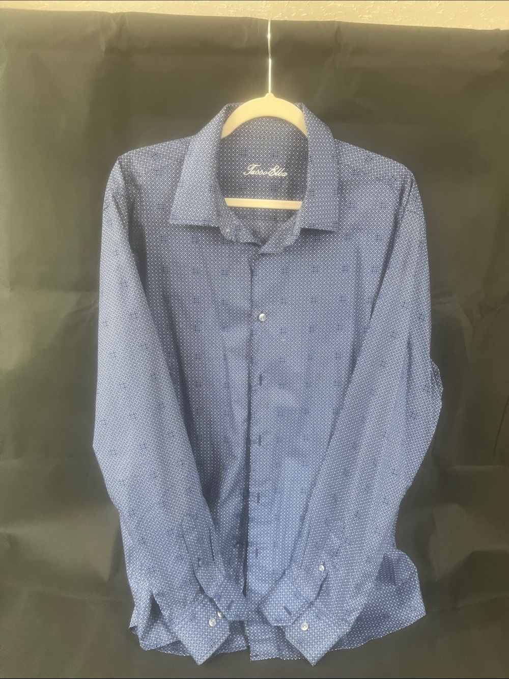 Tasso Elba Men’s Navy Blue Micro Dot Dress Shirt